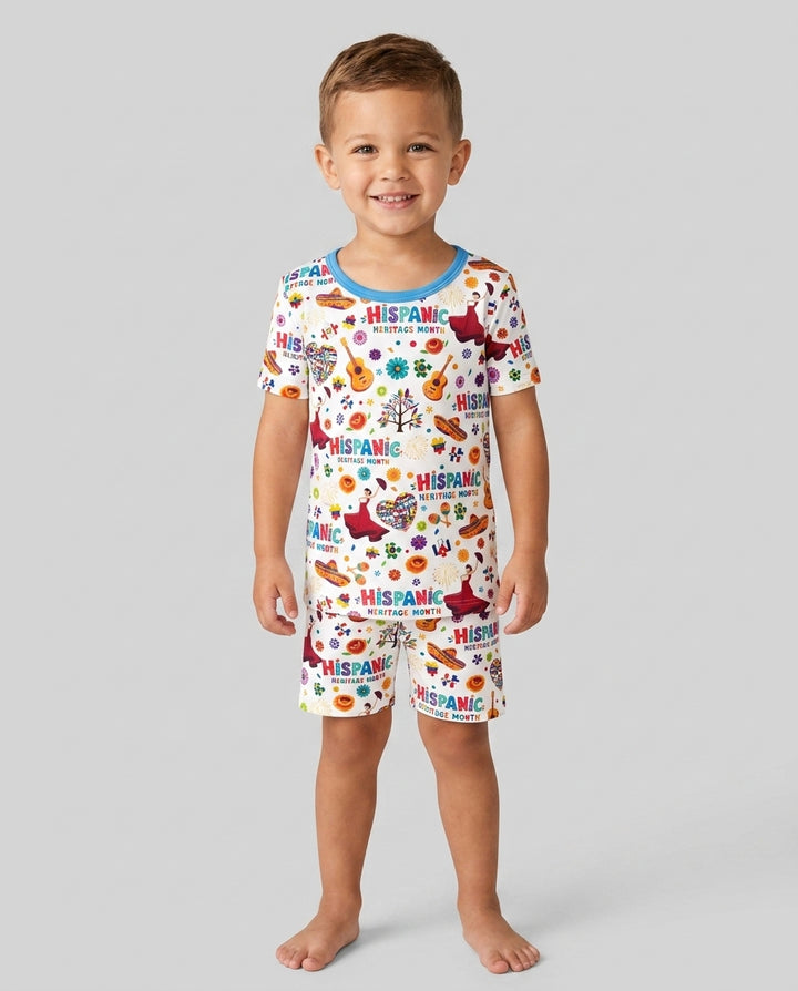 Template Zweiteiliges Pyjama-Set mit kurzen Ärmeln und Shorts