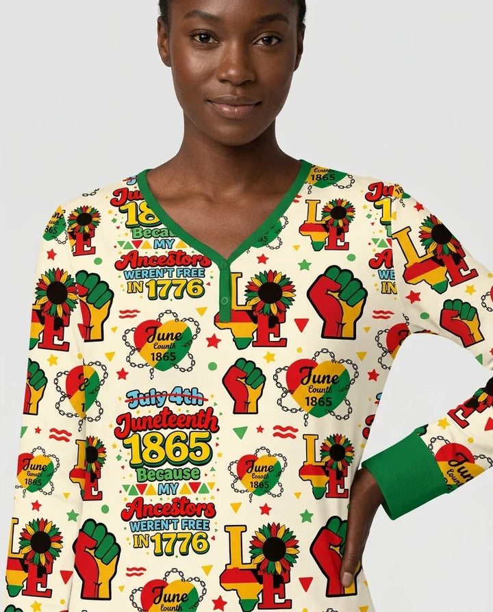 Juneteenth 1865 Weil meine Vorfahren 1776 nicht frei waren Bambus-Damen-Pyjama-Set