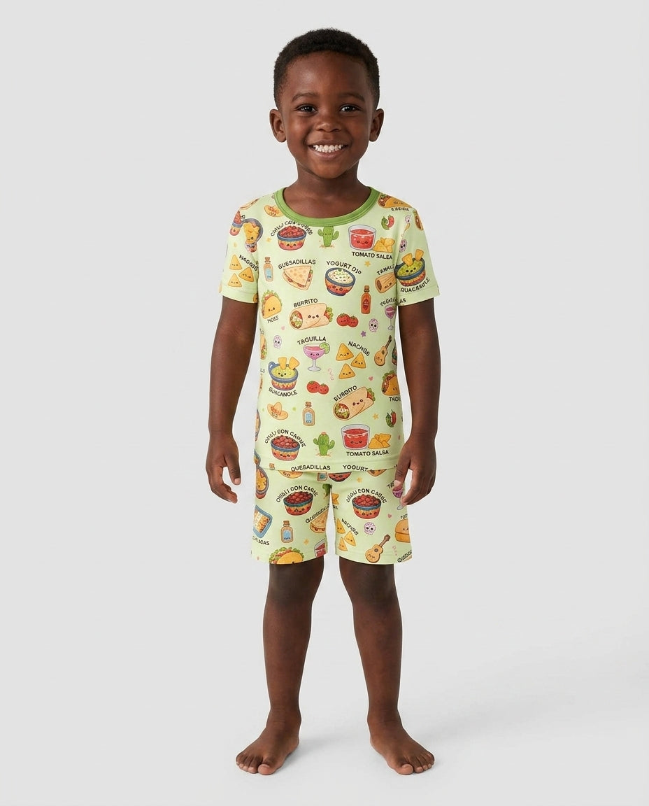Schlafanzug-Set zweiteilig, kurze Ärmel, kurze Hose, Bambus