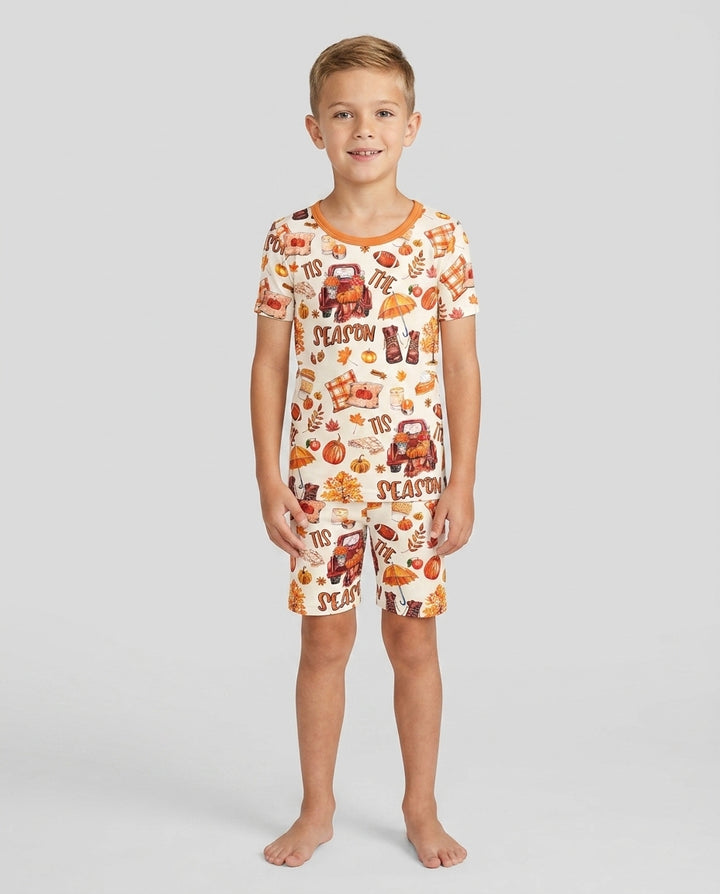 Fall Tis the Season Bamboo Two Piece Short Sleeve Shorts Pajama Set