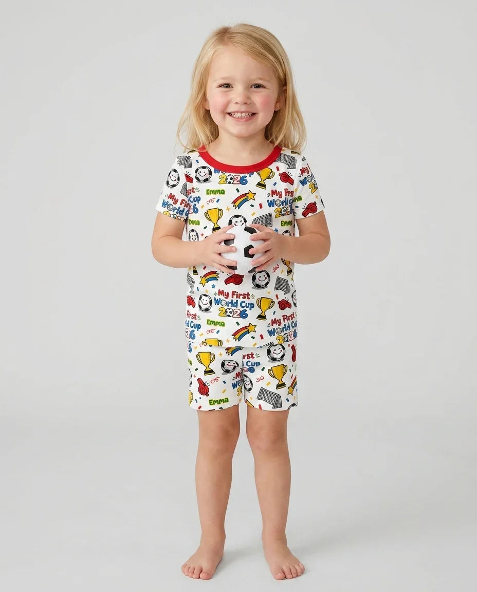 Zweiteiliges Pyjama-Set mit kurzen Ärmeln und Shorts im Sommer-Design