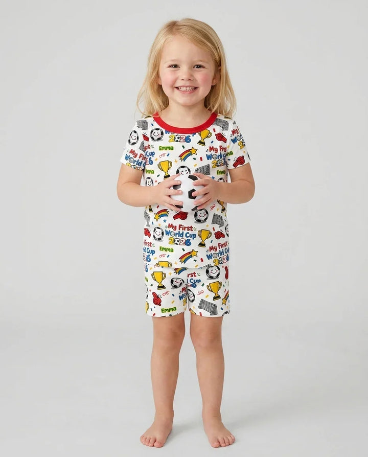 Zweiteiliges Pyjama-Set mit kurzen Ärmeln und Shorts im Sommer-Design