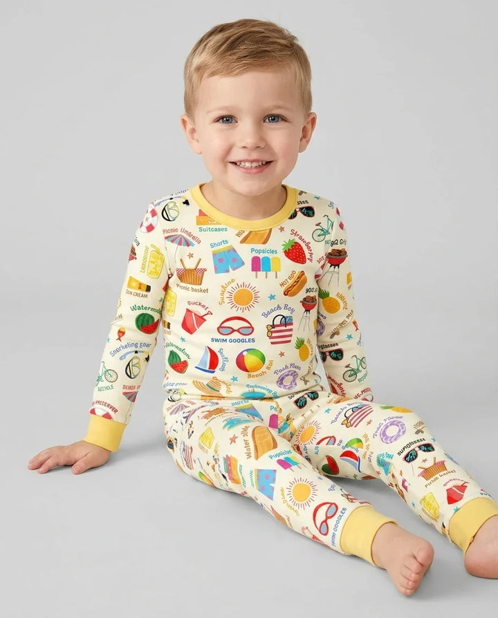 Zweiteiliges Langarm-Pyjama-Set mit Sommerfrüchten
