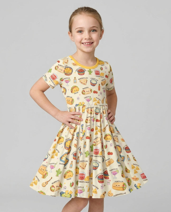Kawaii Mexican Food Bamboo Twirl Dress