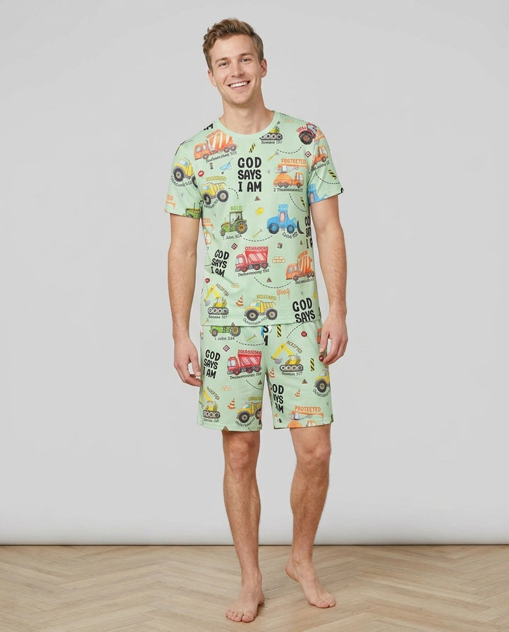 God Says I Am Men Short Sleeve Short Pajama Set