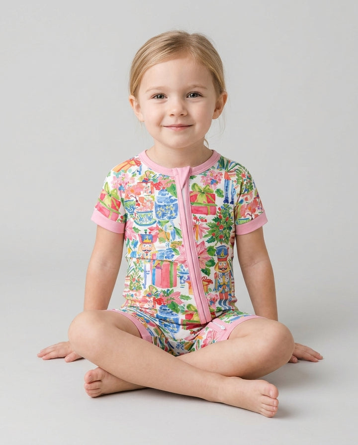 Watercolor Nutcracker Holiday Bamboo Shorty Zippy