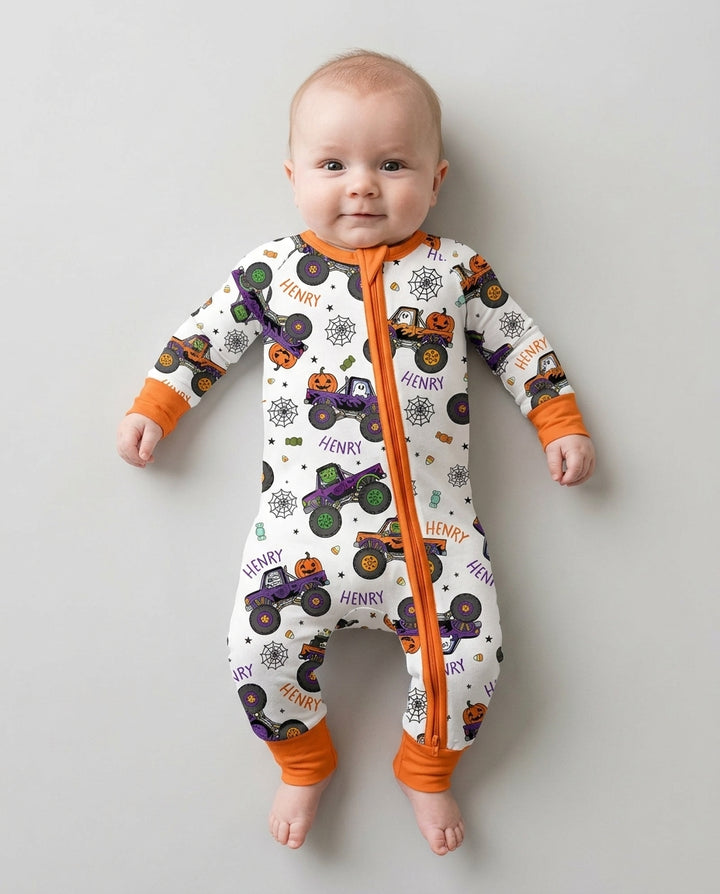Custom Name Halloween Monster Truck Bamboo Convertible Zippy