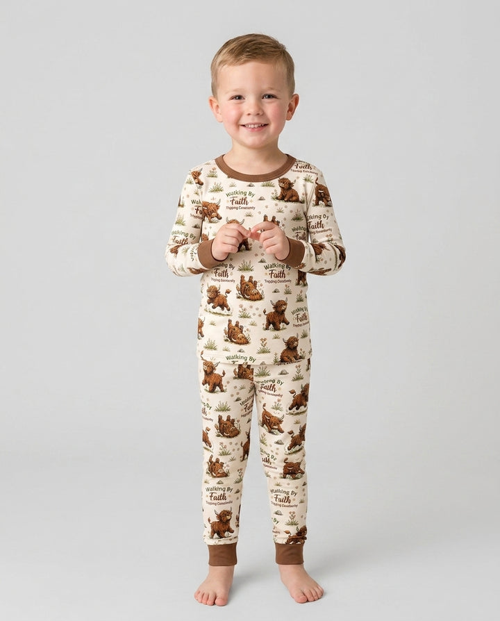Walking By Faith Tripping Constantly Bamboo Two Piece Long Sleeve Pajama Set