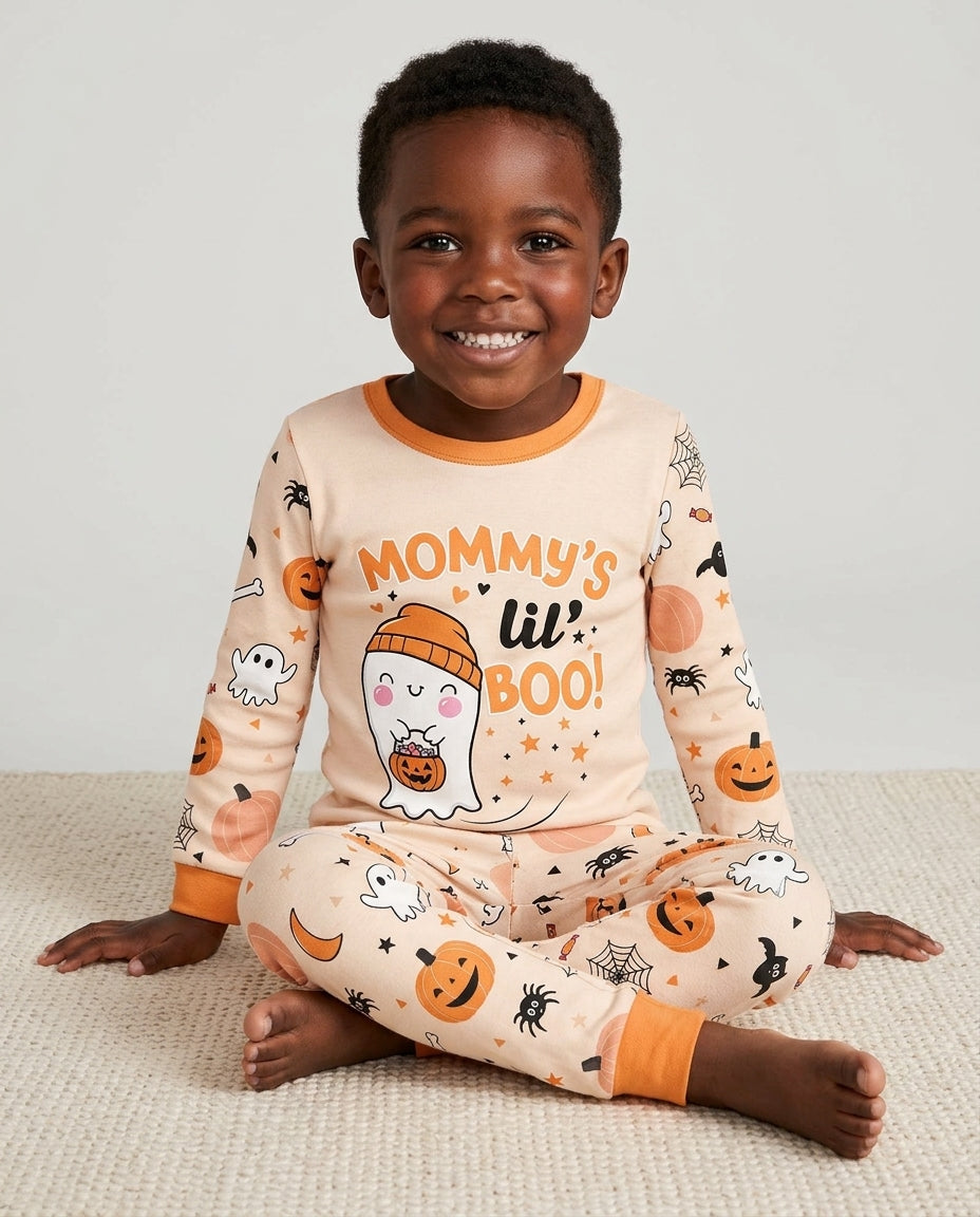 Custom Name Mommy's Lil' Boo Bamboo Two Piece Long Sleeve Pajama Set