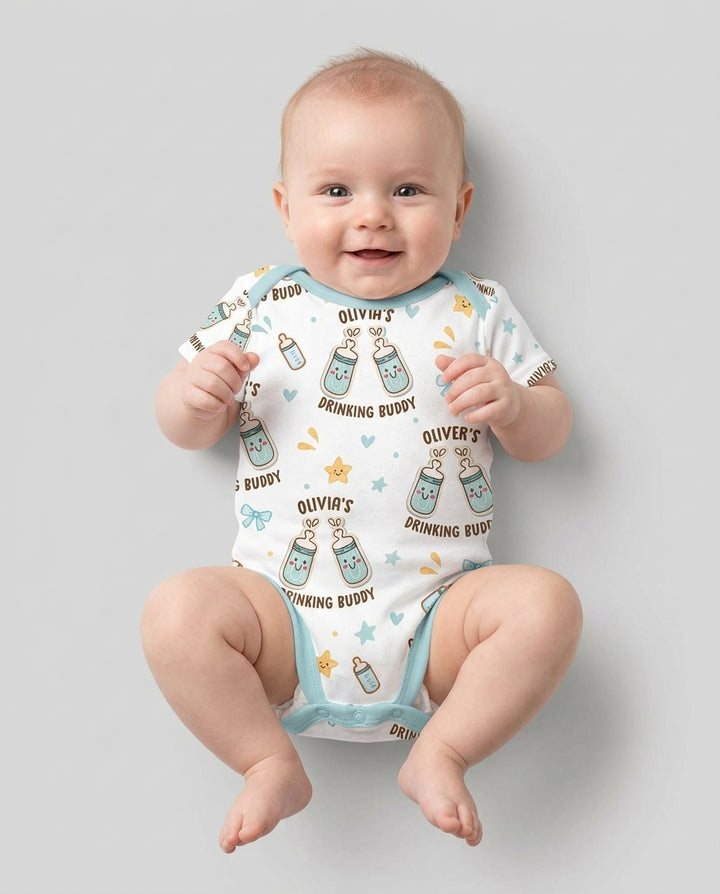 Custom Name Twin Drinking Buddies Bamboo Bodysuit