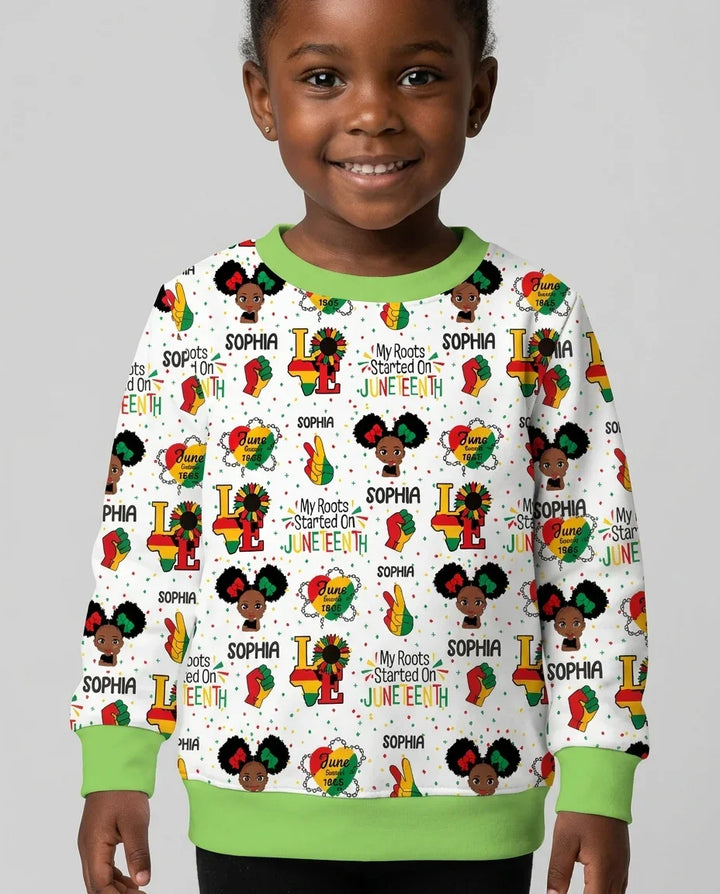 Personalisiertes Sweatshirt „My Roots Started On Juneteenth“ aus Bambus-Mischgewebe mit Rundhalsausschnitt