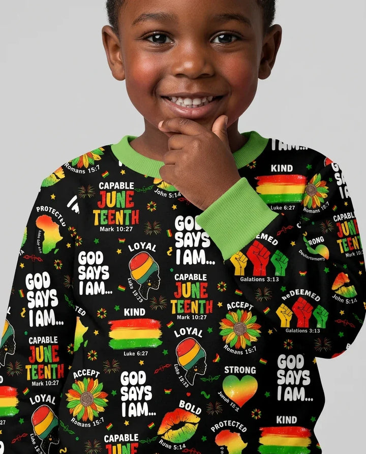 Gott sagt, ich bin Juneteenth Segnungen Bambus Rundhals-Sweatshirt