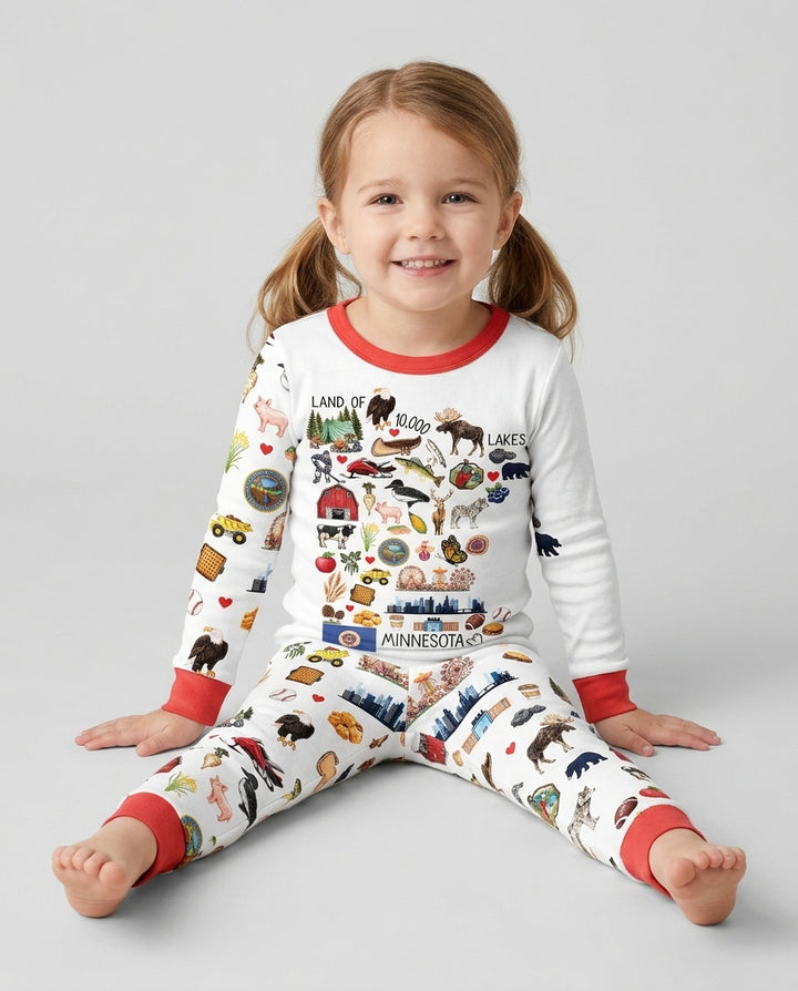 Minnesota Lover Family Matching Bamboo Two Piece Long Sleeve Pajama Set