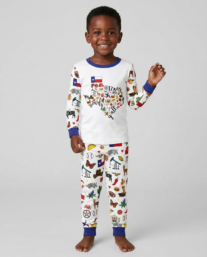 Texas Map Bamboo Two Piece Long Sleeve Pajama Set