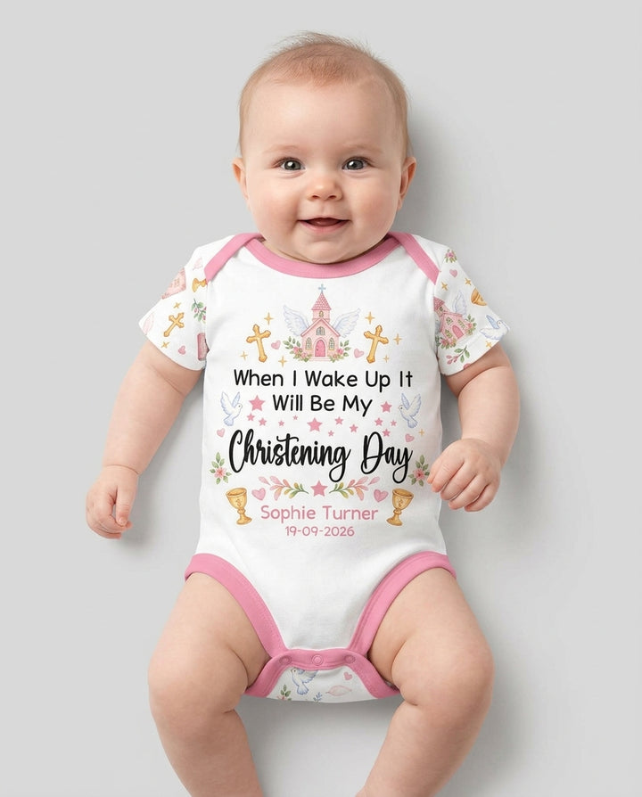 Personalized When I Wake Up It Will Be My Christening Day Bamboo Bodysuit