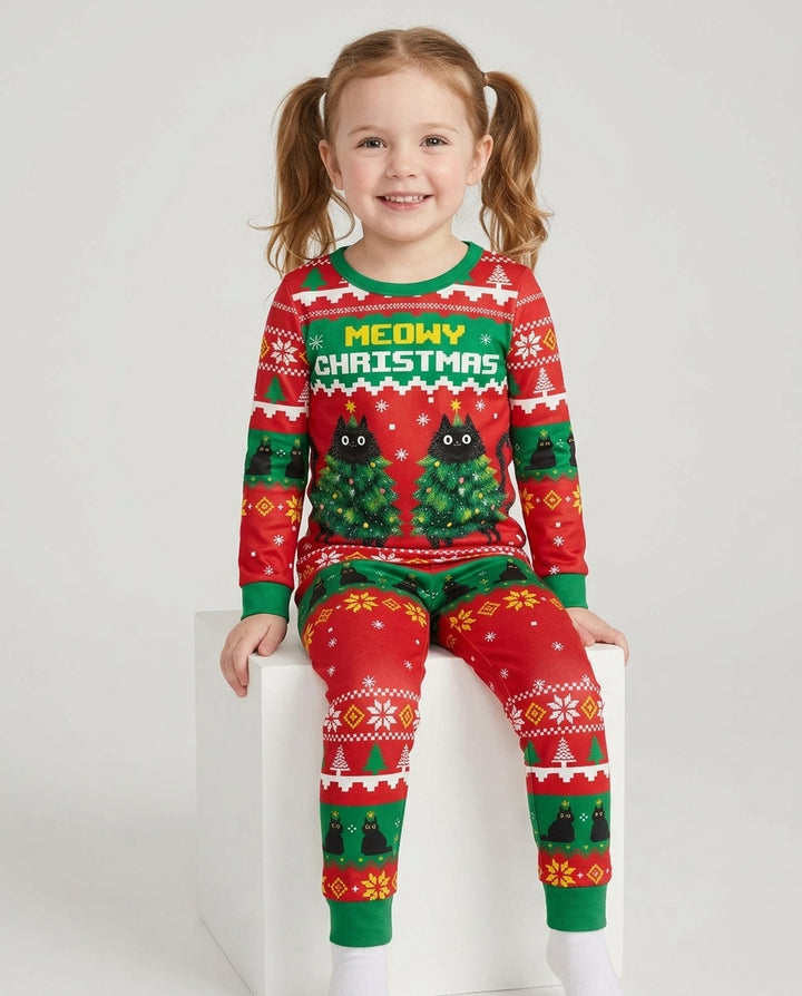 Meowy Christmas Bamboo Two Piece Long Sleeve Pajama Set