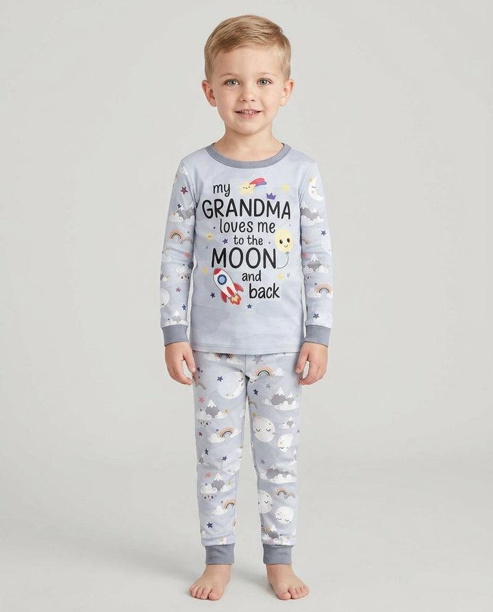 My Grandma Loves Me To The Moon And Back Bamboo Two Piece Long Sleeve Pajama Set