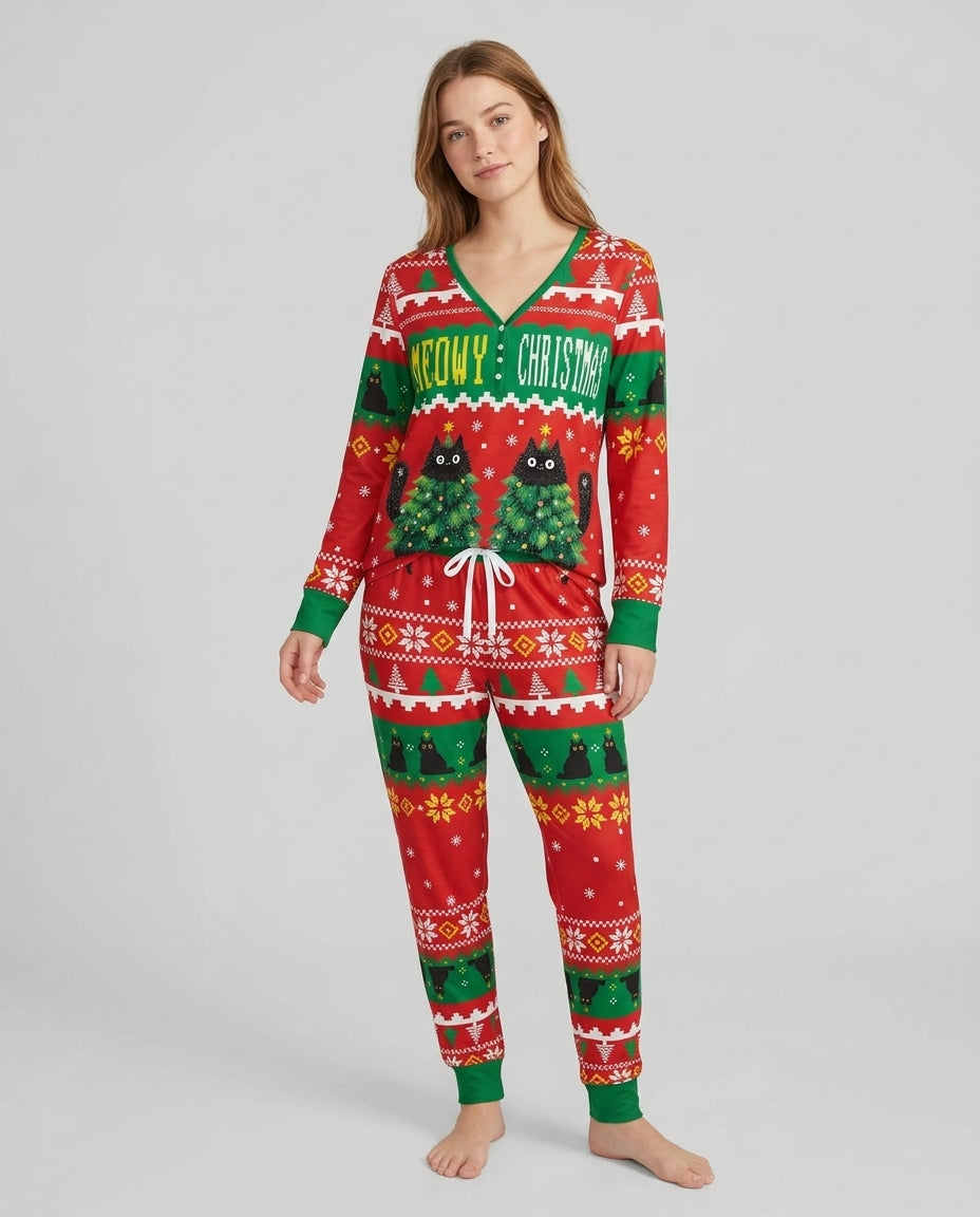 Meowy Christmas Bamboo Women Pajama Set