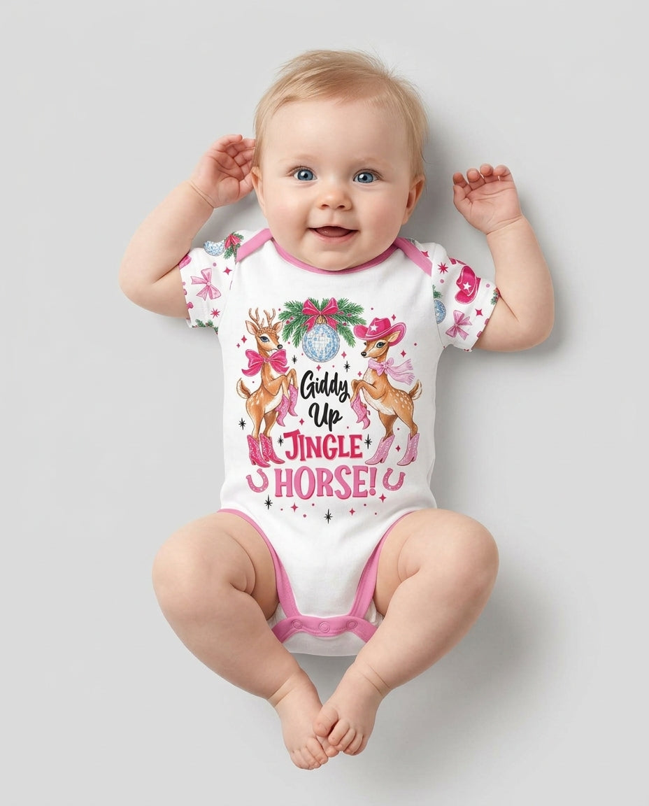 Western Christmas Giddy-up Jingle Horse Bamboo Bodysuit