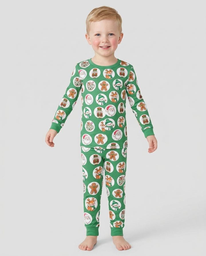 Distressed Holiday Bamboo Two Piece Long Sleeve Pajama Set
