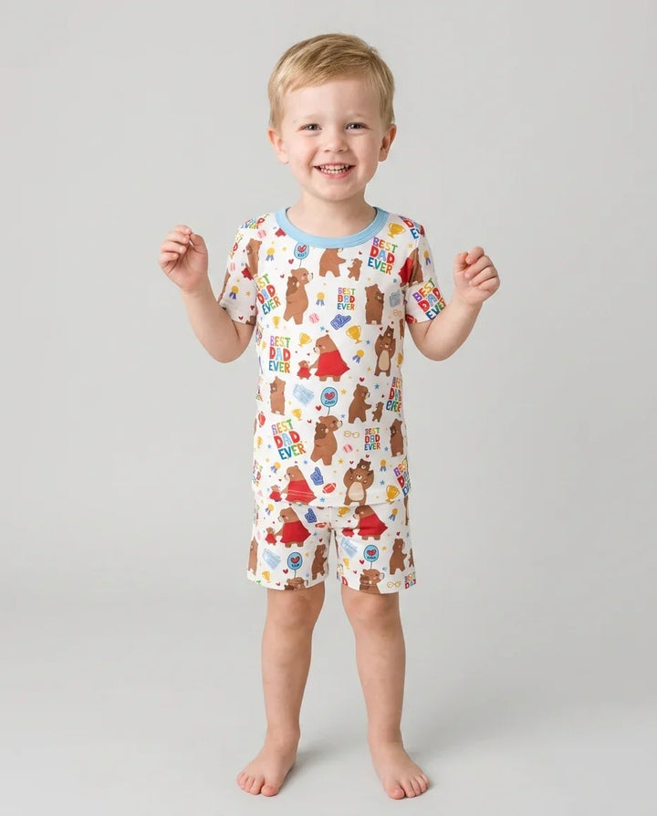 Zweiteiliges Pyjama-Set mit kurzen Ärmeln und Shorts im Sommer-Design