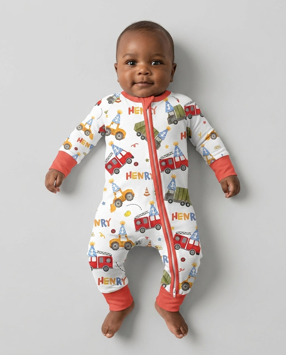 Personalized Birthday Trucks Bamboo Convertible Zippy