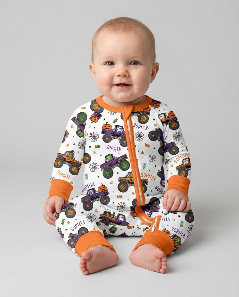 Custom Name Halloween Monster Truck Bamboo Convertible Zippy