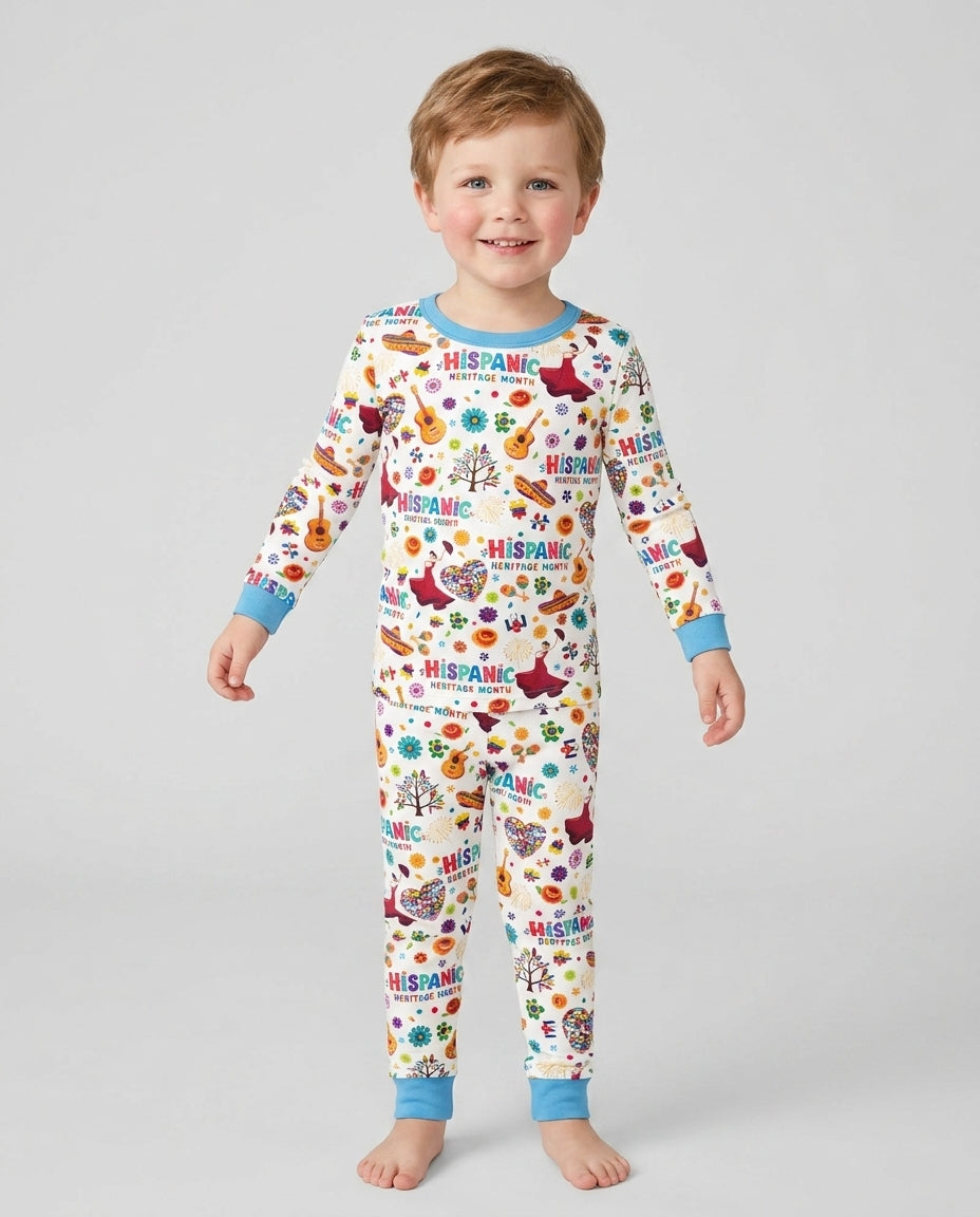 Fiesta Hispanic Heritage Month Bamboo Two Piece Long Sleeve Pajama Set
