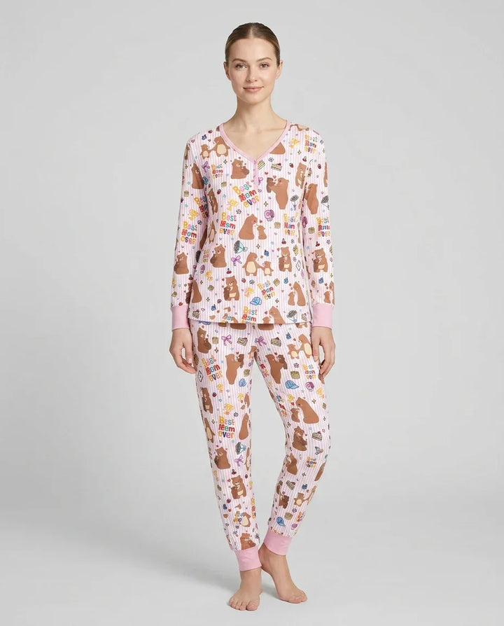 Das beste Mama-Bär aller Zeiten Familien-Pyjama-Set aus Bambus für Damen