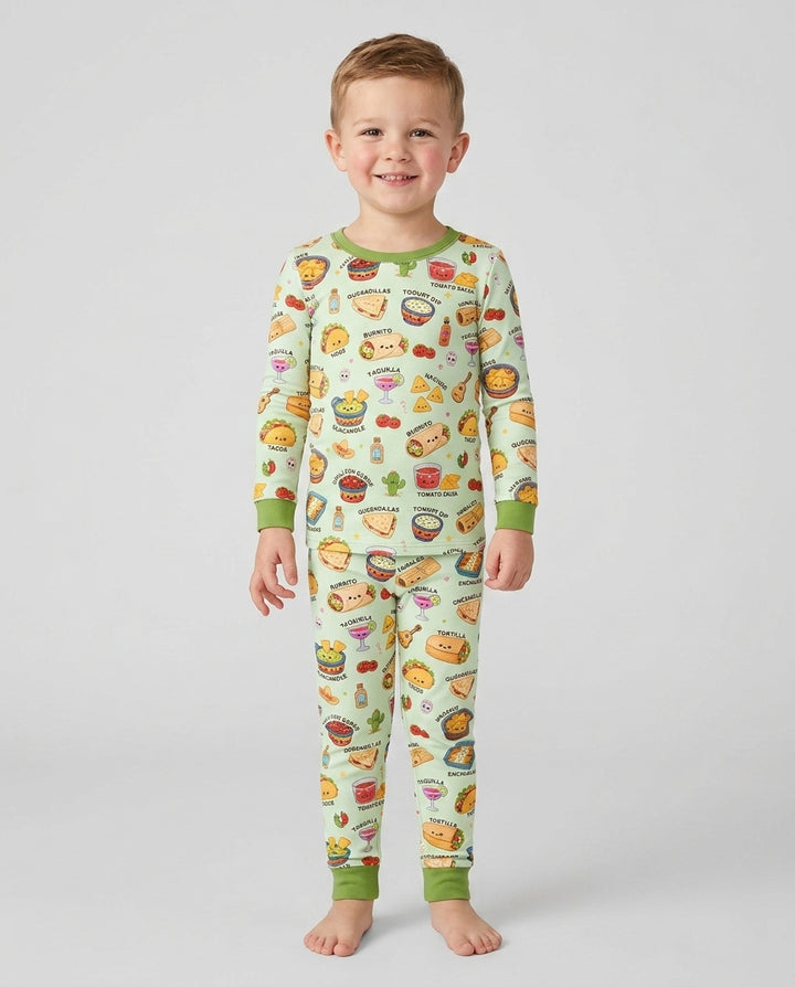 Kawaii Mexican Food Bamboo Two Piece Long Sleeve Pajama Set
