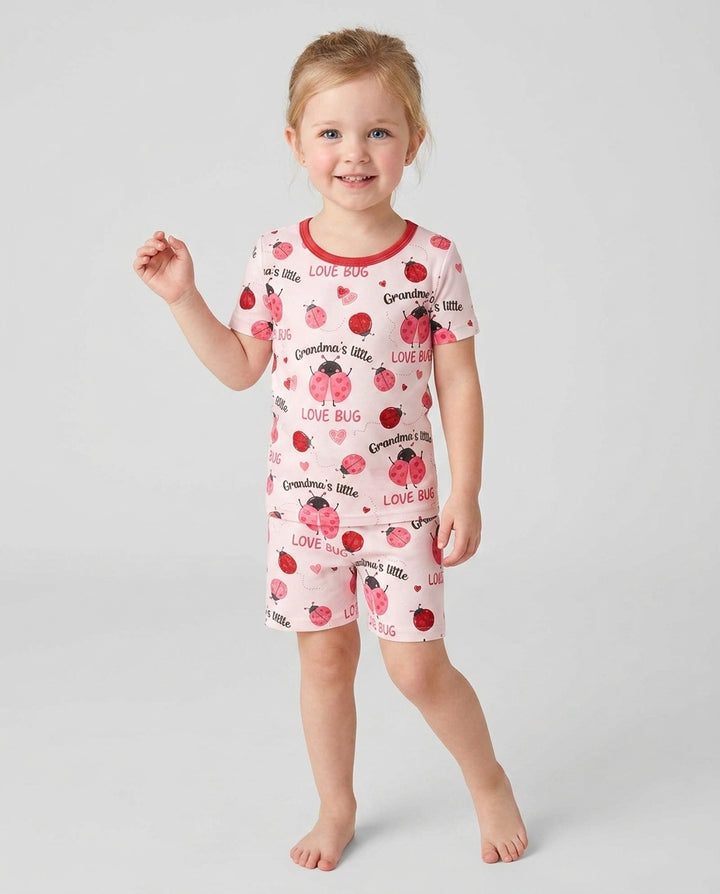 Grandma's Little Love Bug Bamboo Two Piece Short Sleeve Shorts Pajama Set