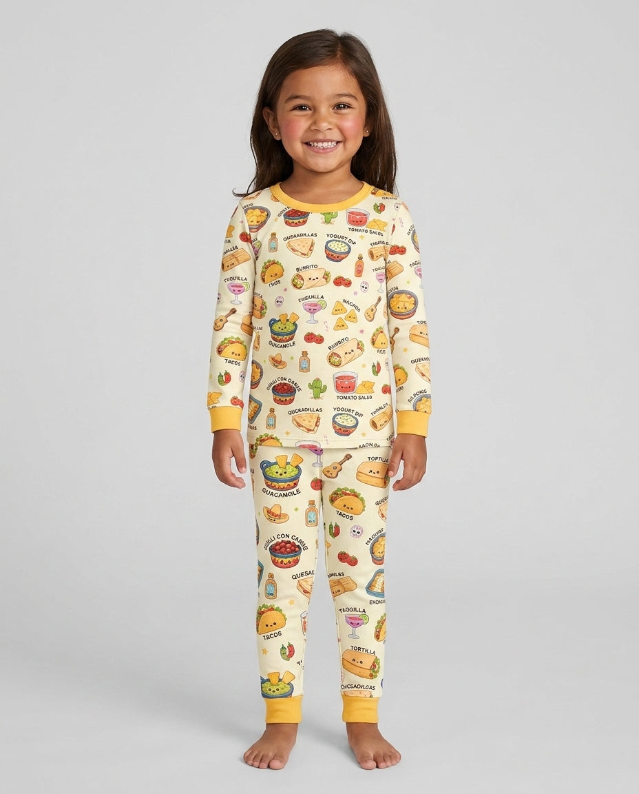 Kawaii Mexican Food Bamboo Two Piece Long Sleeve Pajama Set