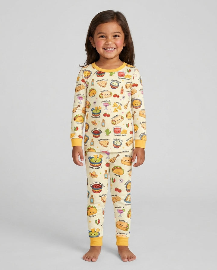 Kawaii Mexican Food Bamboo Two Piece Long Sleeve Pajama Set