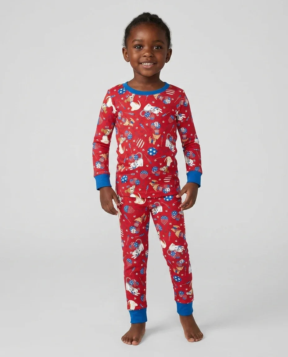 Zweiteiliges Langarm-Pyjama-Set mit Sommerfrüchten