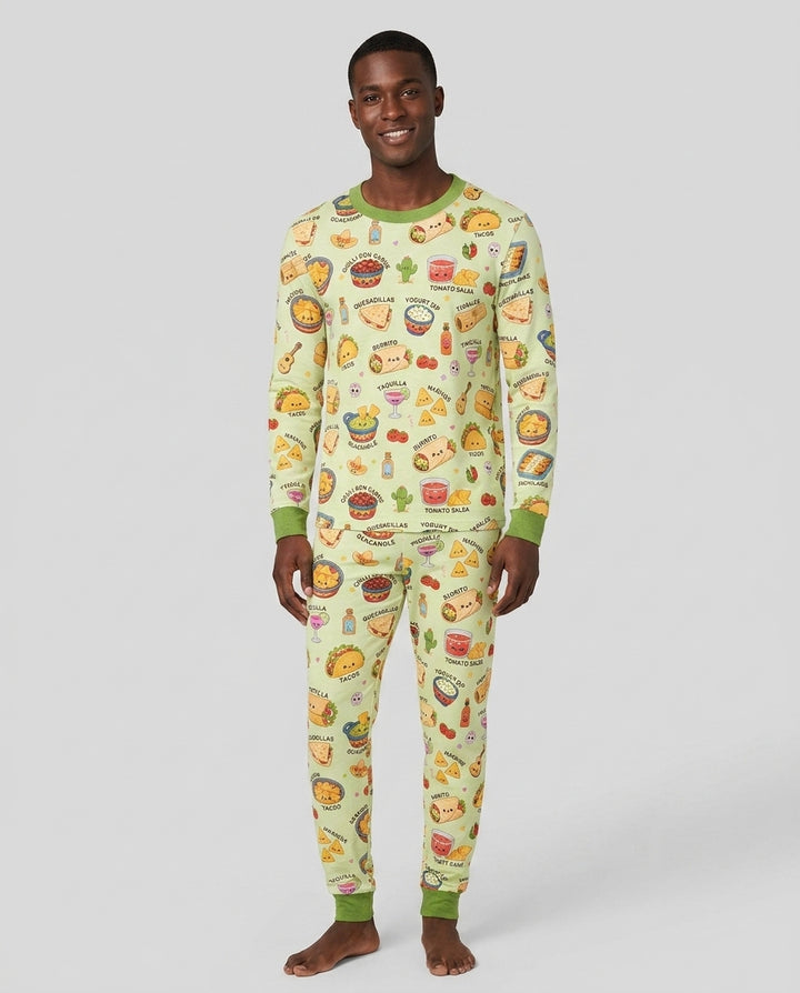 Kawaii Mexican Food Bamboo Men's Pajama Set