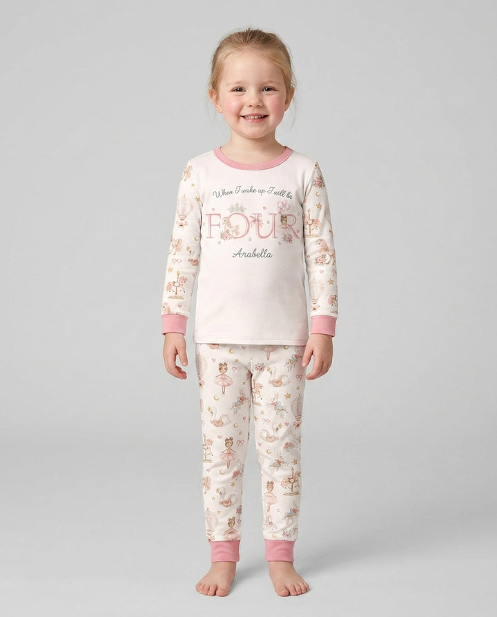 Custom Name When I Wake Up Girly Birthday Bamboo Two Piece Long Sleeve Pajama Set