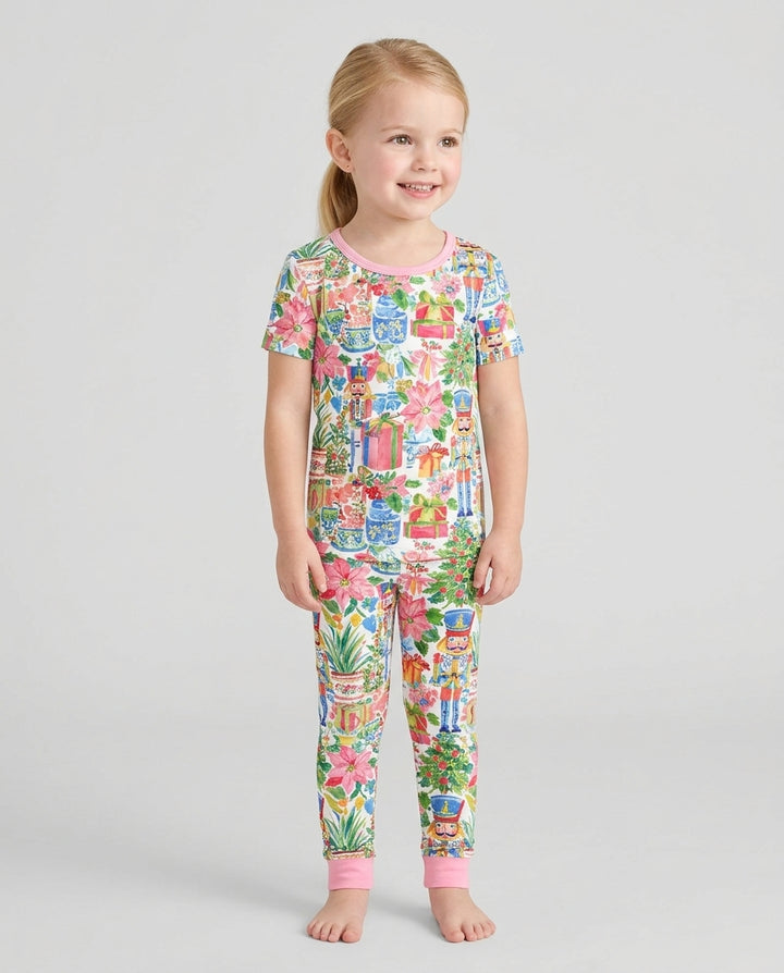 Watercolor Nutcracker Holiday Bamboo Two Piece Short Sleeve Pajama Set