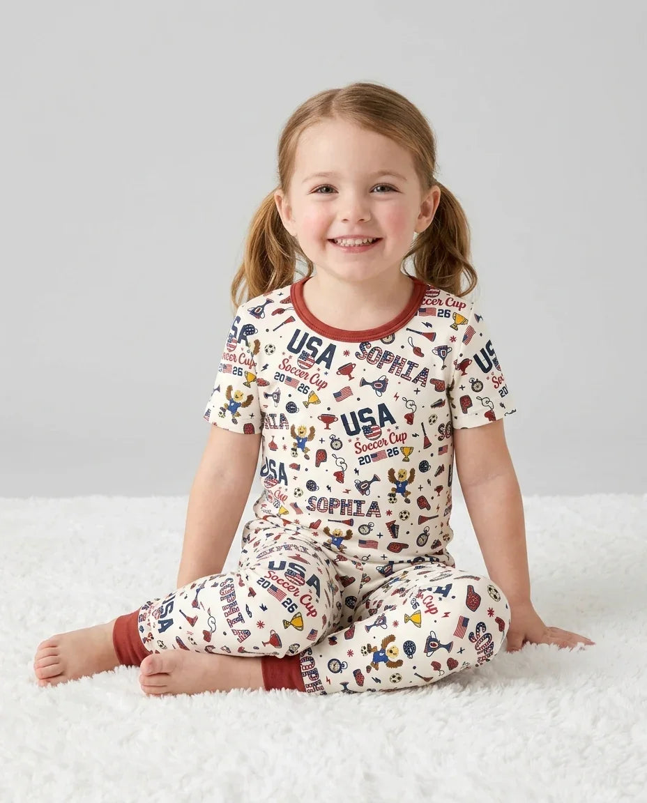 Zweiteiliges, kurzärmliges Pyjama-Set mit Marienkäfern
