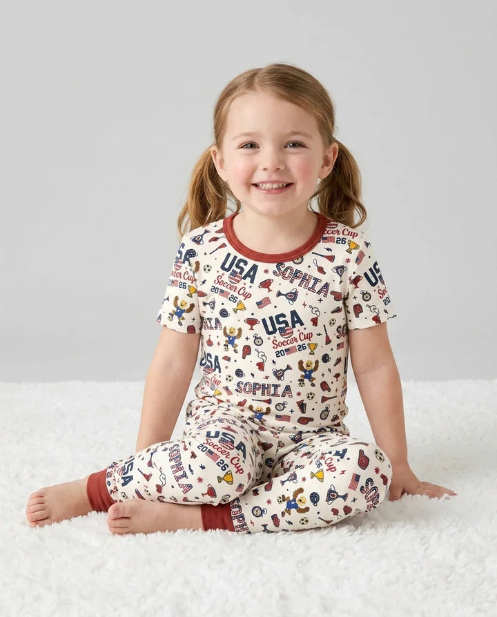 Zweiteiliges, kurzärmliges Pyjama-Set mit Marienkäfern