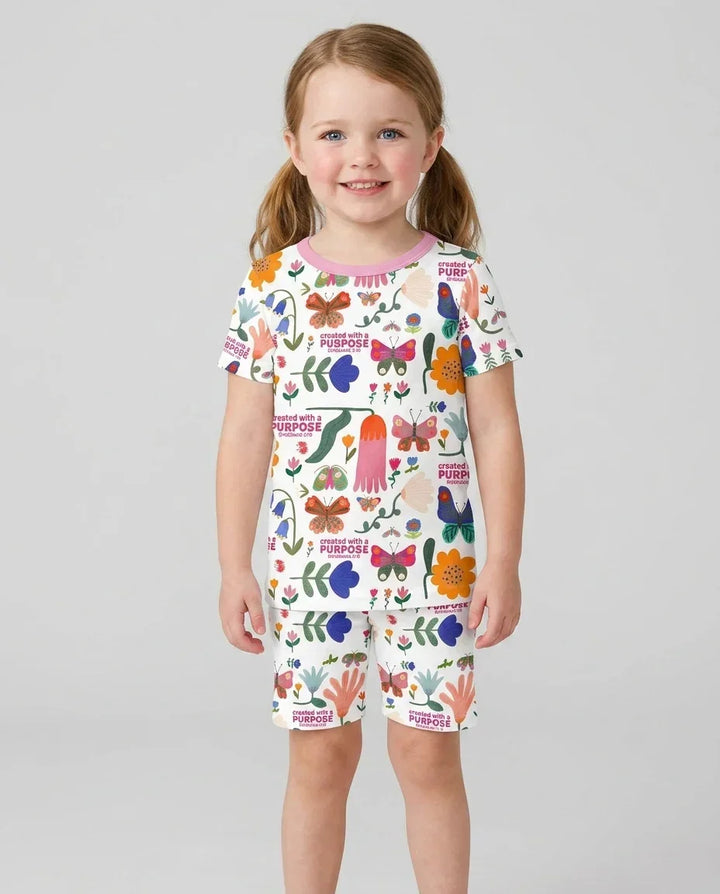 Zweiteiliges, kurzärmliges Pyjama-Set mit Marienkäfern
