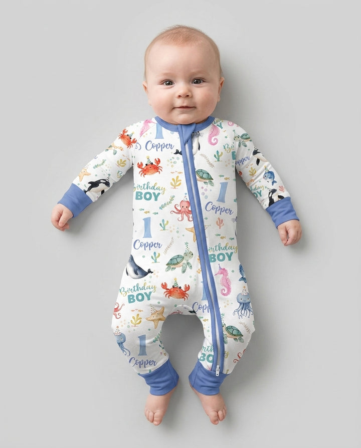 Birthday Under The Sea Custom Name & Age Bamboo Convertible Zippy