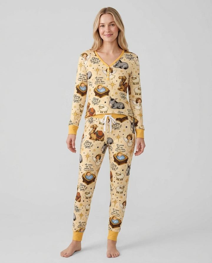 Nativity Christmas Holy Night Bamboo Women Pajama Set