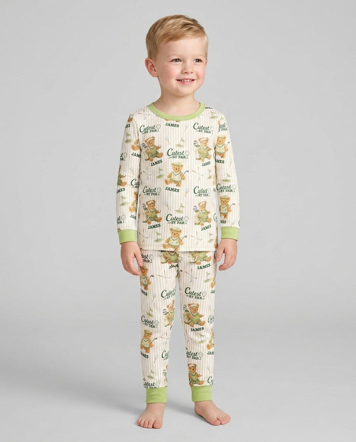 Cutest By Par Custom Name Bamboo Two Piece Long Sleeve Pajama Set
