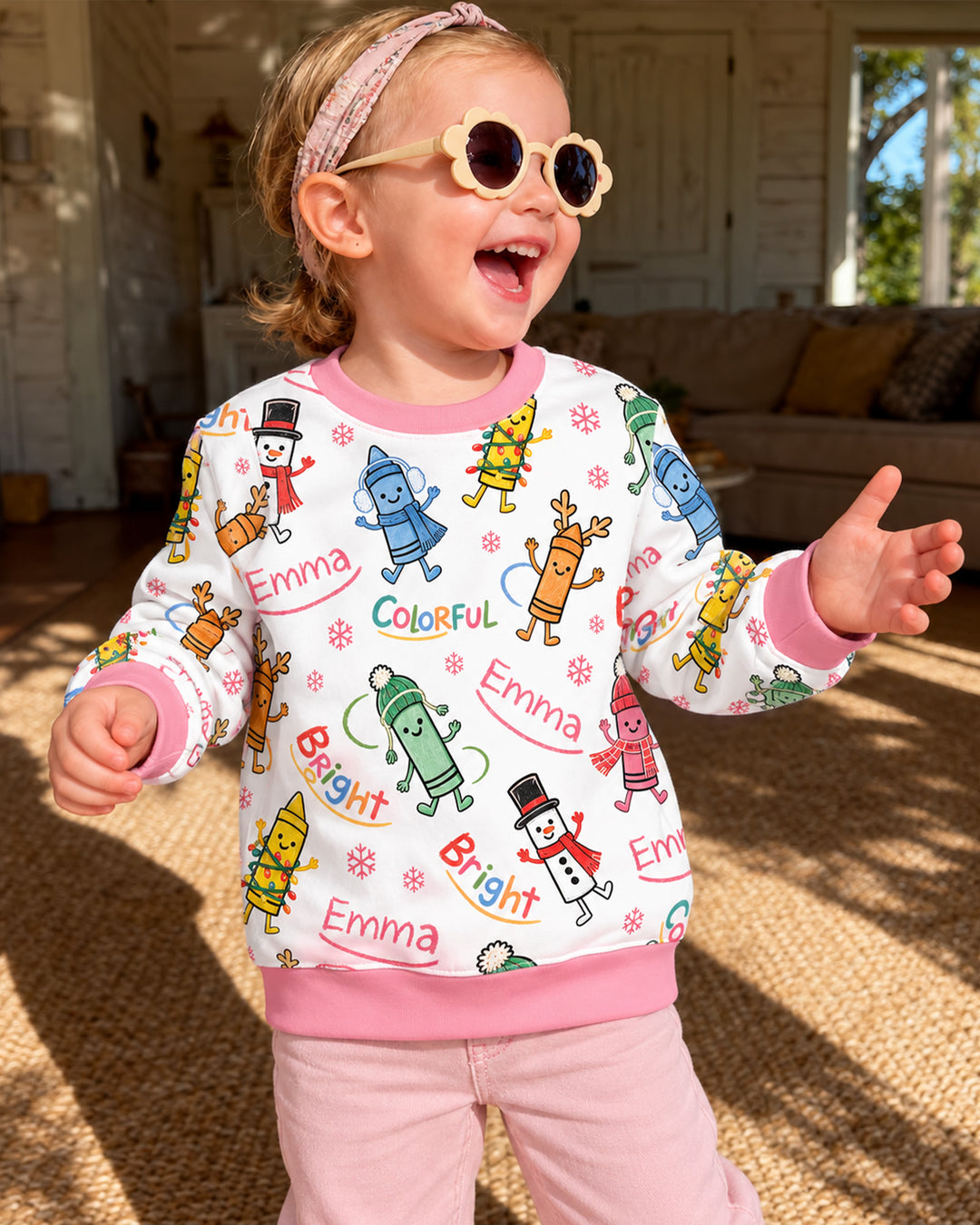 Custom Name Bright & Colorful Bamboo Crewneck Sweatshirt