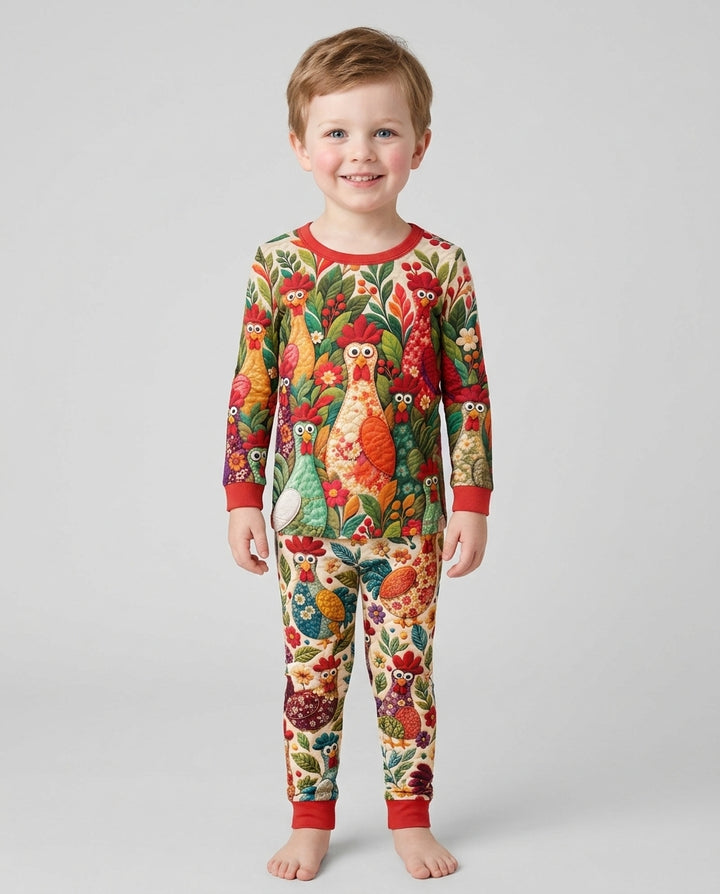 Funny Chicken Bamboo Two Piece Long Sleeve Pajama Set