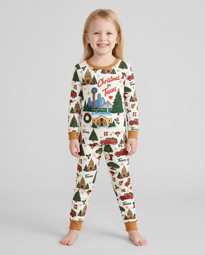 Christmas In Texas Bamboo Two Piece Long Sleeve Pajama Set