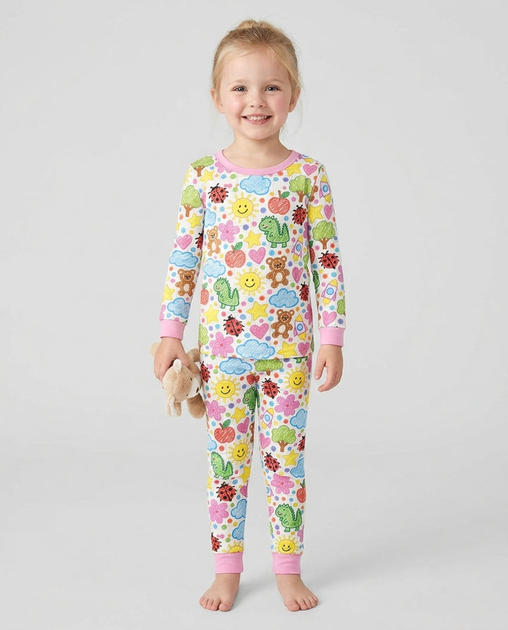 Baby Cute Draw Bamboo Two Piece Long Sleeve Pajama Set