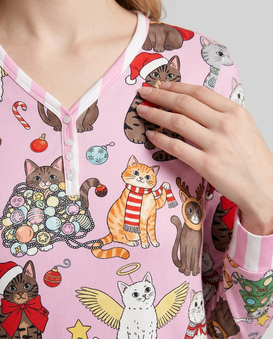 Christmas Kitty Wonderland Bamboo Women Pajama Set