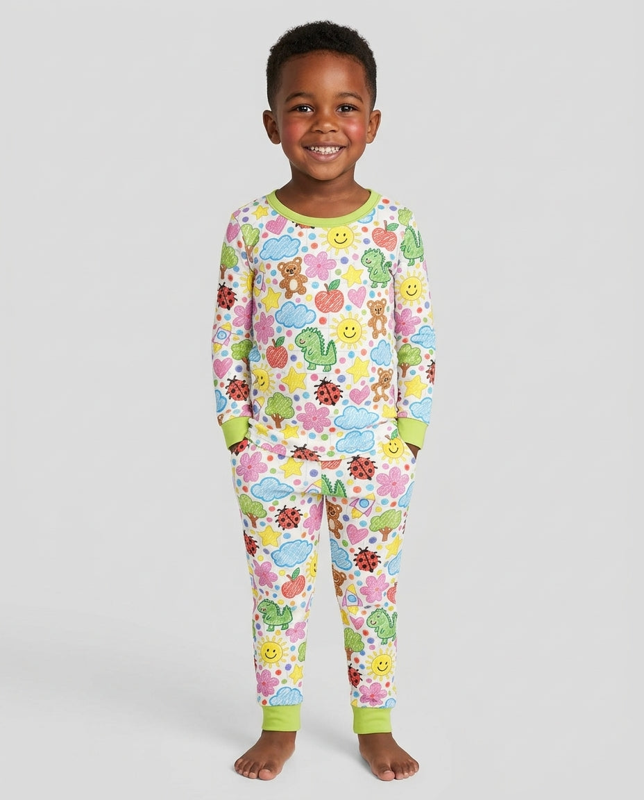 Baby Cute Draw Bamboo Two Piece Long Sleeve Pajama Set