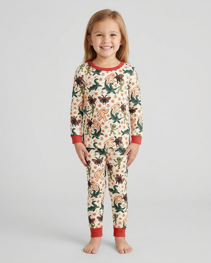 Dancing Cryptids Bamboo Two Piece Long Sleeve Pajama Set